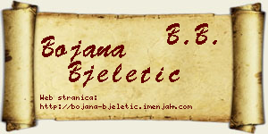 Bojana Bjeletić vizit kartica